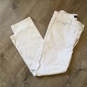 Express White Skinny High-Rise Jeans with Side Buttons